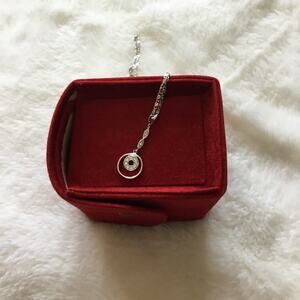 Silver Double Circle Sparkling Necklace